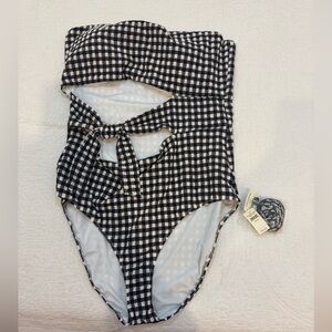 Aerie Ribbed Wrap Strapless One Piece Swimsuit